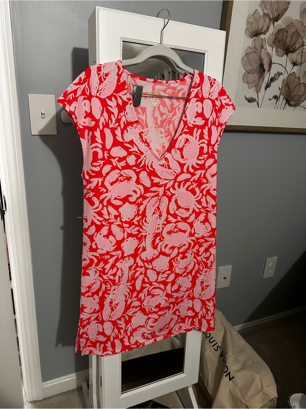 Lilly Pulitzer Coral and Light Pink V-Neck Shift Dress